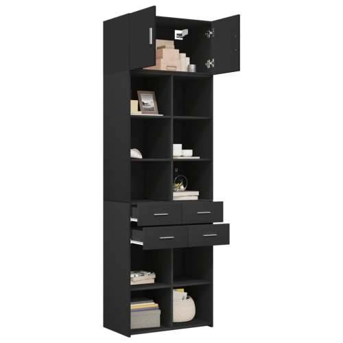 Omarić za pohranu crni 70 x 42,5 x 225 cm konstruirano drvo - Crna 1 Cijena