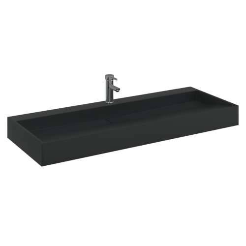 Lavabo - Umivaonik od lijevanih minerala i mramora 120x46x11 cm mat crni - Crna 120 x 46 x 11 cm Cijena