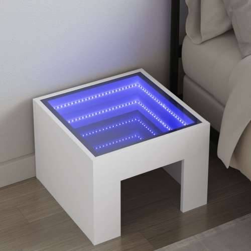 Noćni ormarić s beskonačnim LED svjetlima bijeli 40x40x30 cm - Bijela 1 Cijena