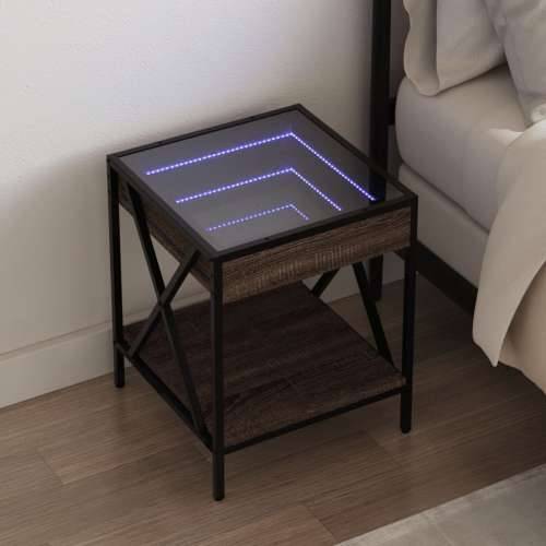Noćni ormarić s beskonačnim LED boja smeđeg hrasta 40x40x49 cm - Smeđi hrast 1 Cijena