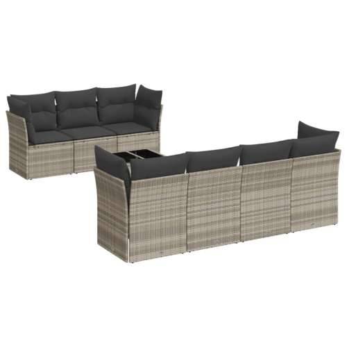 Vrtna garnitura - 8-dijelni set vrtnih sofa od poliratana s jastucima svjetlosivi - Svjetlosiva stol + 4x kutna + 3x srednja 1 Cijena