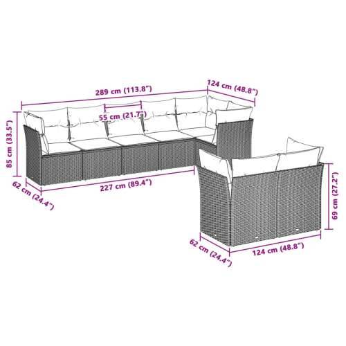 Vrtna garnitura - 8-dijelni set vrtnih sofa od poliratana s jastucima svjetlosivi - Svjetlosiva Bez stola 1 Cijena