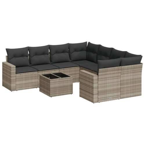 Vrtna garnitura - 9-dijelni set vrtnih sofa od poliratana s jastucima svjetlosivi - Svjetlosiva 1 Cijena