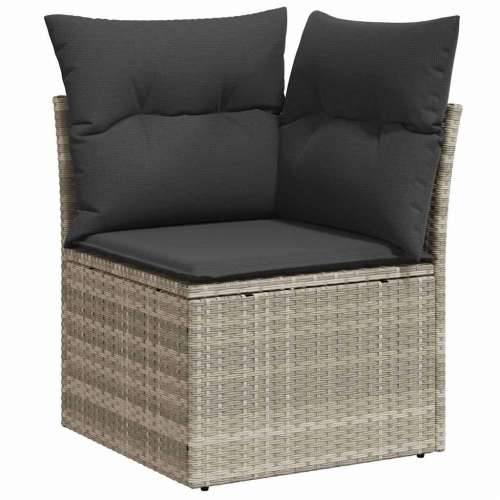Vrtna garnitura - 11-dijelni set vrtnih sofa poliratan s jastucima svijetlosivi - Svjetlosiva 1 Cijena
