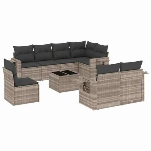 Vrtna garnitura - 3-dijelni set vrtnih sofa od poliratana s jastucima svjetlosivi Svjetlosiva Bez stola 1 Cijena