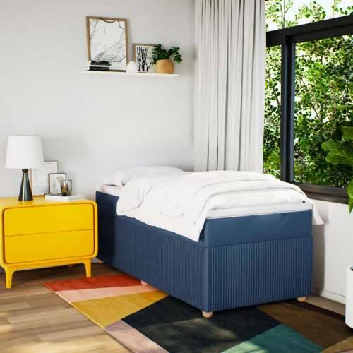 Krevet s oprugama i madracem plavi 90 x 190 cm od tkanine - Plava 90 x 190 cm Cijena
