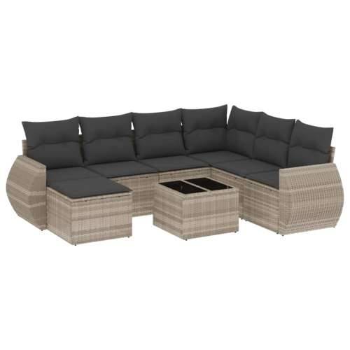 Vrtna garnitura - 8-dijelni set vrtnih sofa od poliratana s jastucima svjetlosivi - Svjetlosiva Sa stolom 1 Cijena