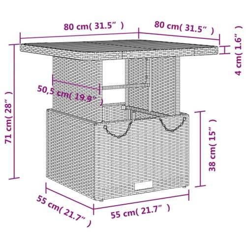 3-dijelni bistro set s jastucima bež od poliratana - bež i siva Dužina stola 80 cm 2 Cijena