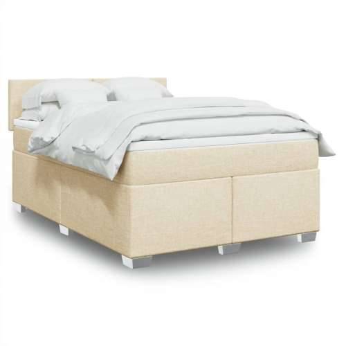 Krevet s oprugama i madracem krem 140 x 190 cm od tkanine - Krema 140 x 190 cm Gladak dizajn Cijena