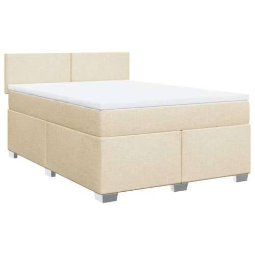 Krevet s oprugama i madracem krem 140 x 190 cm od tkanine - Krema 140 x 190 cm Gladak dizajn Cijena