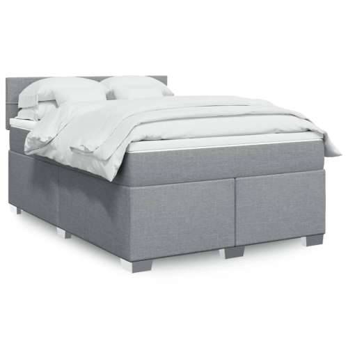 Krevet s oprugama i madracem svjetlosivi 140x190 cm od tkanine - Svjetlosiva 140 x 190 cm Blok s kvadratima Cijena