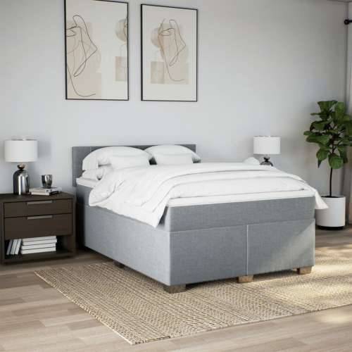 Krevet s oprugama i madracem svjetlosivi 140x190 cm od tkanine - Svjetlosiva 140 x 190 cm Blok s kvadratima Cijena