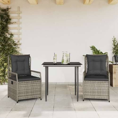 Vrtna garnitura - 3-dijelni vrtni blagovaonski set sivi od poliratana - Siva 80 x 80 x 74 cm 2 Cijena