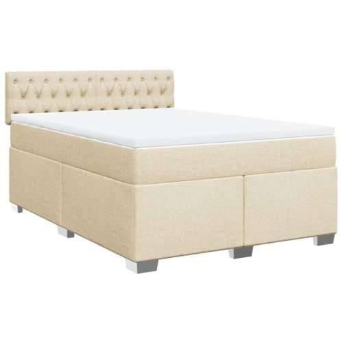 Krevet s oprugama i madracem krem 140 x 190 cm od tkanine - Krema 140 x 190 cm Dizajn s gumbima Cijena