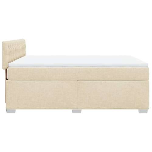 Krevet s oprugama i madracem krem 140 x 190 cm od tkanine - Krema 140 x 190 cm Dizajn s gumbima Cijena