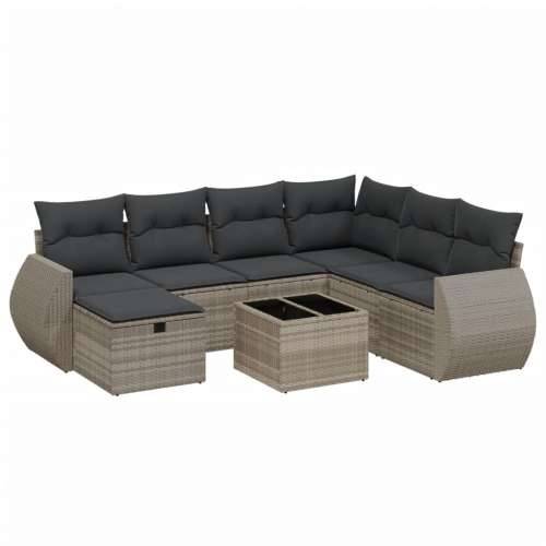 Vrtna garnitura - 8-dijelni set vrtnih sofa od poliratana s jastucima svjetlosivi - Svjetlosiva Sa stolom 1 Cijena