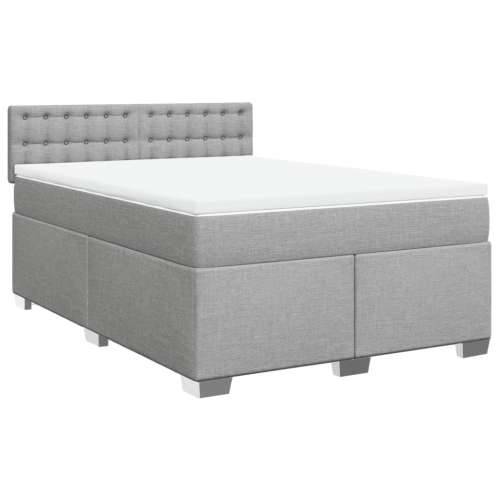 Krevet s oprugama i madracem svjetlosivi 140x190 cm od tkanine - Svjetlosiva 140 x 190 cm gumbi Cijena