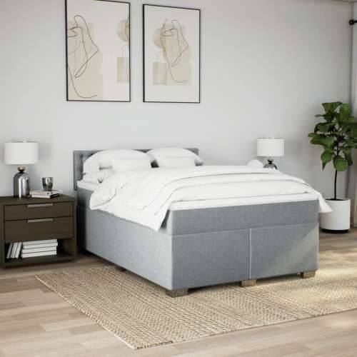 Krevet s oprugama i madracem svjetlosivi 140x190 cm od tkanine - Svjetlosiva 140 x 190 cm gumbi Cijena