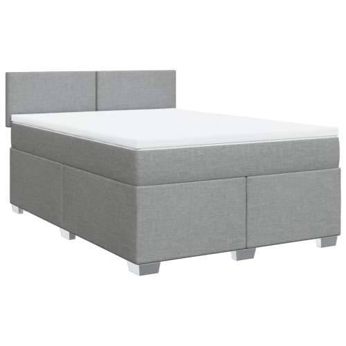 Krevet box spring s madracem svjetlosivi 140x200 cm od tkanine - Svjetlosiva 140 x 200 cm Gladak dizajn Cijena