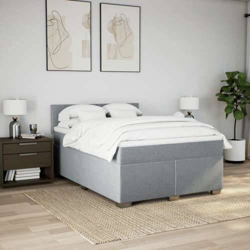 Krevet box spring s madracem svjetlosivi 140x200 cm od tkanine - Svjetlosiva 140 x 200 cm Gladak dizajn Cijena