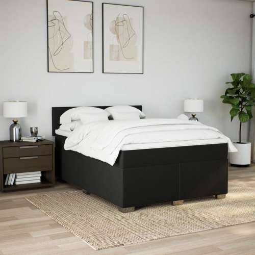 Krevet s oprugama i madracem crni 140x200 cm od tkanine - Crna 140 x 200 cm Gladak dizajn Cijena