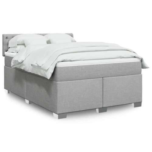 Krevet box spring s madracem svjetlosiva 160x200 cm tkanina - Svjetlosiva 160 x 200 cm Dizajn s gumbima Cijena