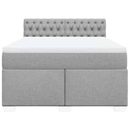 Krevet box spring s madracem svjetlosiva 160x200 cm tkanina - Svjetlosiva 160 x 200 cm Dizajn s gumbima Cijena