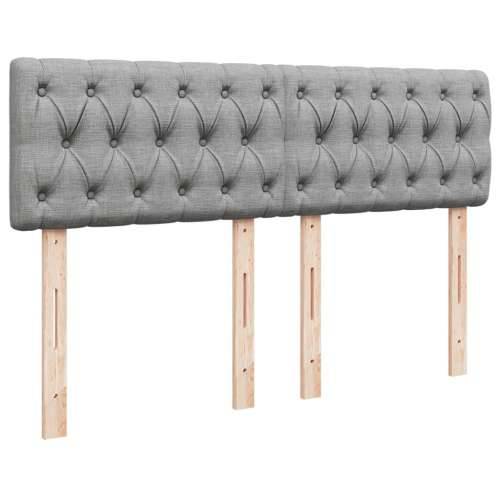Krevet box spring s madracem svjetlosiva 160x200 cm tkanina - Svjetlosiva 160 x 200 cm Dizajn s gumbima Cijena