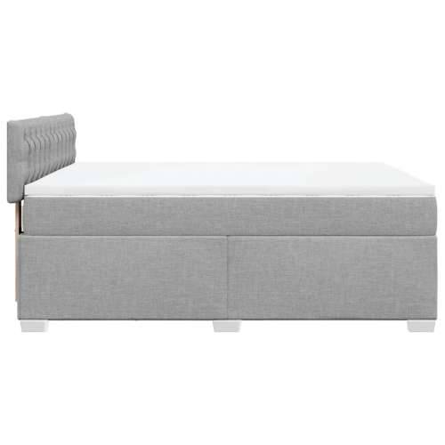 Krevet box spring s madracem svjetlosiva 160x200 cm tkanina - Svjetlosiva 160 x 200 cm Dizajn s gumbima Cijena