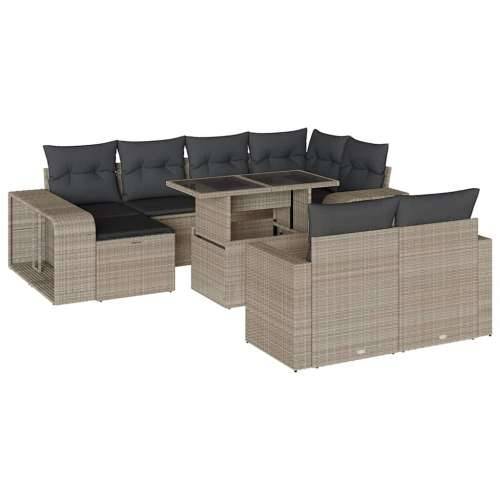 Vrtna garnitura - 11-dijelni set vrtnih sofa poliratan s jastucima svijetlosivi - Svjetlosiva Stakl 1 Cijena