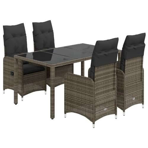 5-dijelni vrtni bistro set od poliratana s jastucima sivi - 150 x 90 x 75 cm Bez naslona za noge 4 Cijena