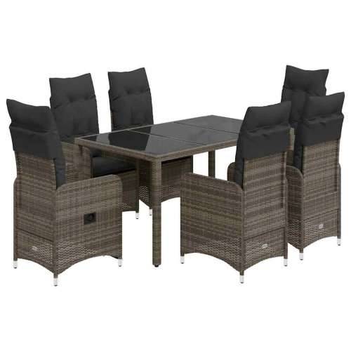 5-dijelni vrtni bistro set od poliratana s jastucima sivi - 150 x 90 x 75 cm Sa naslonom za noge 4 Cijena