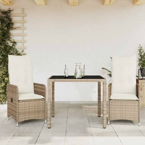 3-dijelni vrtni bistro set od poliratana s jastucima bež - 90 x 90 x 75 cm Bez naslona za noge 2 Cijena