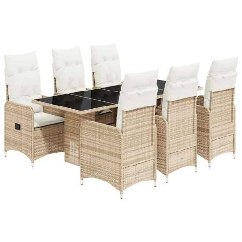 7-dijelni vrtni bistro set od poliratana s jastucima bež - 190 x 80 x 75 cm Bez naslona za noge 6 Cijena