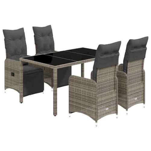 5-dijelni vrtni bistro set od poliratana s jastucima sivi - 150 x 90 x 75 cm Stakl 4 Cijena