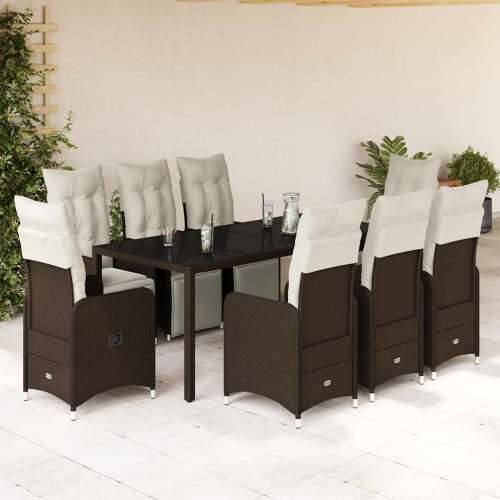 9-dijelni vrtni bistro set od poliratana s jastucima smeđi - 190 x 90 x 75 cm 8 Cijena