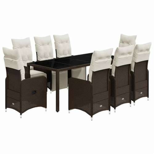 9-dijelni vrtni bistro set od poliratana s jastucima smeđi - 190 x 90 x 75 cm 8 Cijena