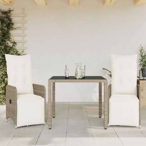 3-dijelni vrtni bistro set od poliratana s jastucima smeđi - 90 x 90 x 75 cm 2 Cijena