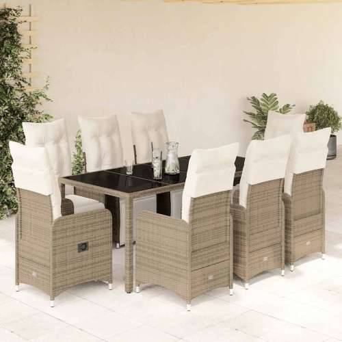 9-dijelni vrtni bistro set od poliratana s jastucima smeđi - 190 x 90 x 75 cm 8 Cijena