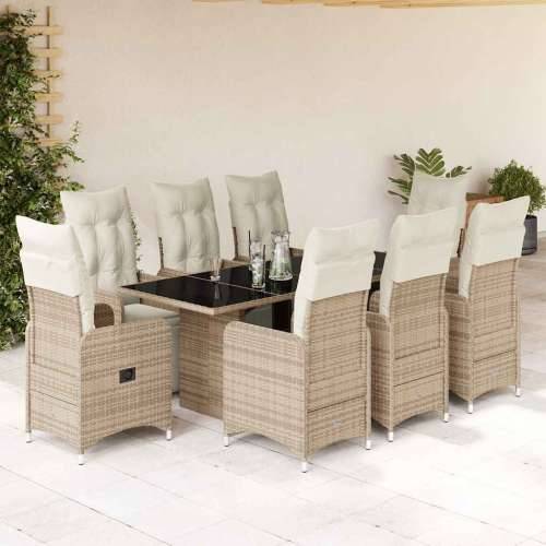 9-dijelni vrtni bistro set od poliratana s jastucima smeđi - 190 x 80 x 75 cm 8 Cijena