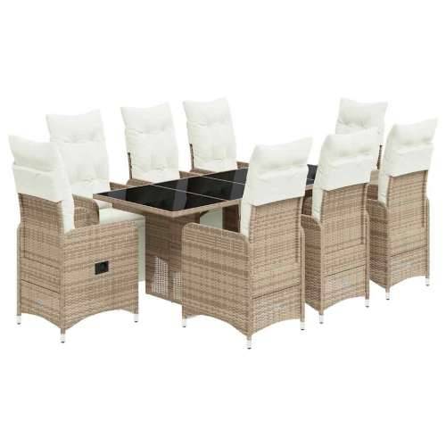 9-dijelni vrtni bistro set od poliratana s jastucima smeđi - 190 x 80 x 75 cm 8 Cijena