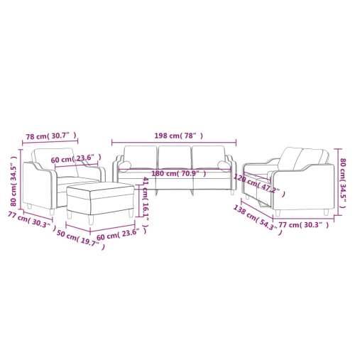 4-dijelni set sofa s jastucima svjetlosivi od tkanine - Svjetlosiva s jastucima i tabureom Cijena