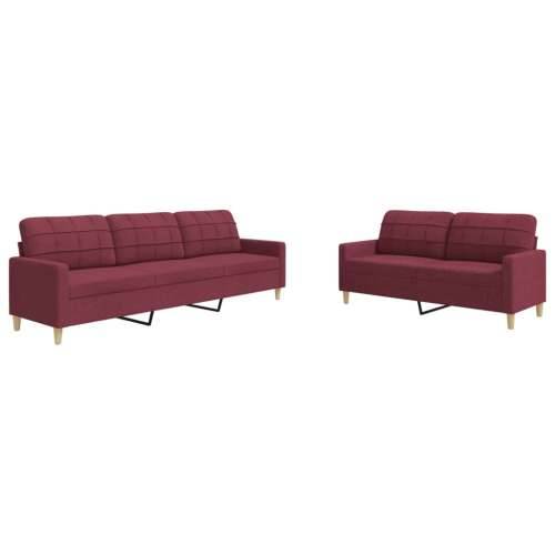 2-dijelni set sofa crvena boja vina od tkanine - boja crnog vina Bez oslonca za noge Cijena