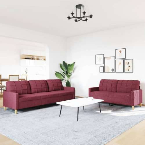 2-dijelni set sofa crvena boja vina od tkanine - boja crnog vina Bez oslonca za noge Cijena