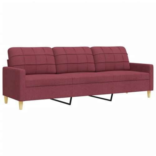 3-dijelni set sofa s tabureom crvena boja vina od tkanine - boja crnog vina S osloncem za noge Cijena