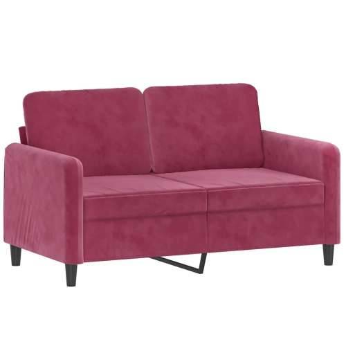 3-dijelni set sofa crvena boja vina baršunasti - boja crnog vina s jastučićima i tabureom Cijena