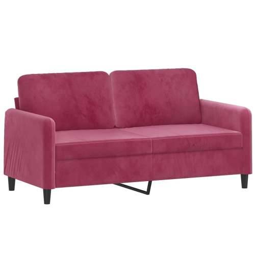 3-dijelni set sofa crvena boja vina baršunasti - boja crnog vina s jastučićima i tabureom Cijena
