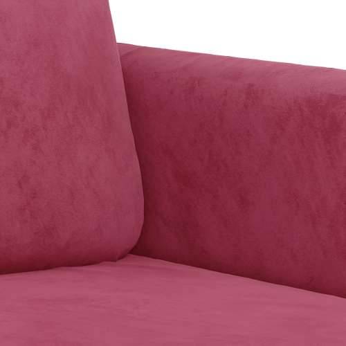 3-dijelni set sofa crvena boja vina baršunasti - boja crnog vina s jastučićima i tabureom Cijena