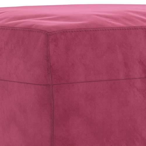 3-dijelni set sofa crvena boja vina baršunasti - boja crnog vina s jastučićima i tabureom Cijena