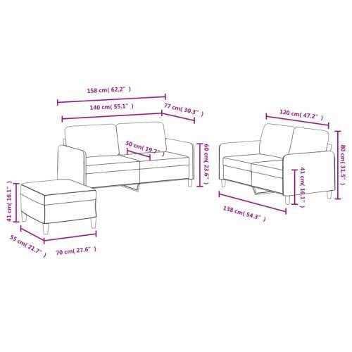 3-dijelni set sofa crvena boja vina baršunasti - boja crnog vina s jastučićima i tabureom Cijena
